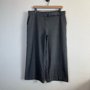 J Jill Ponte Knit Full Leg Dark Grey Wide Straight Buckled Career Crop Pants LG